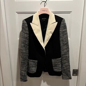 Escada Black and Gray Blazer with Cream Lapel